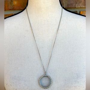 Women's Silver Rope-Edge Circle Pendant Necklace - Locket